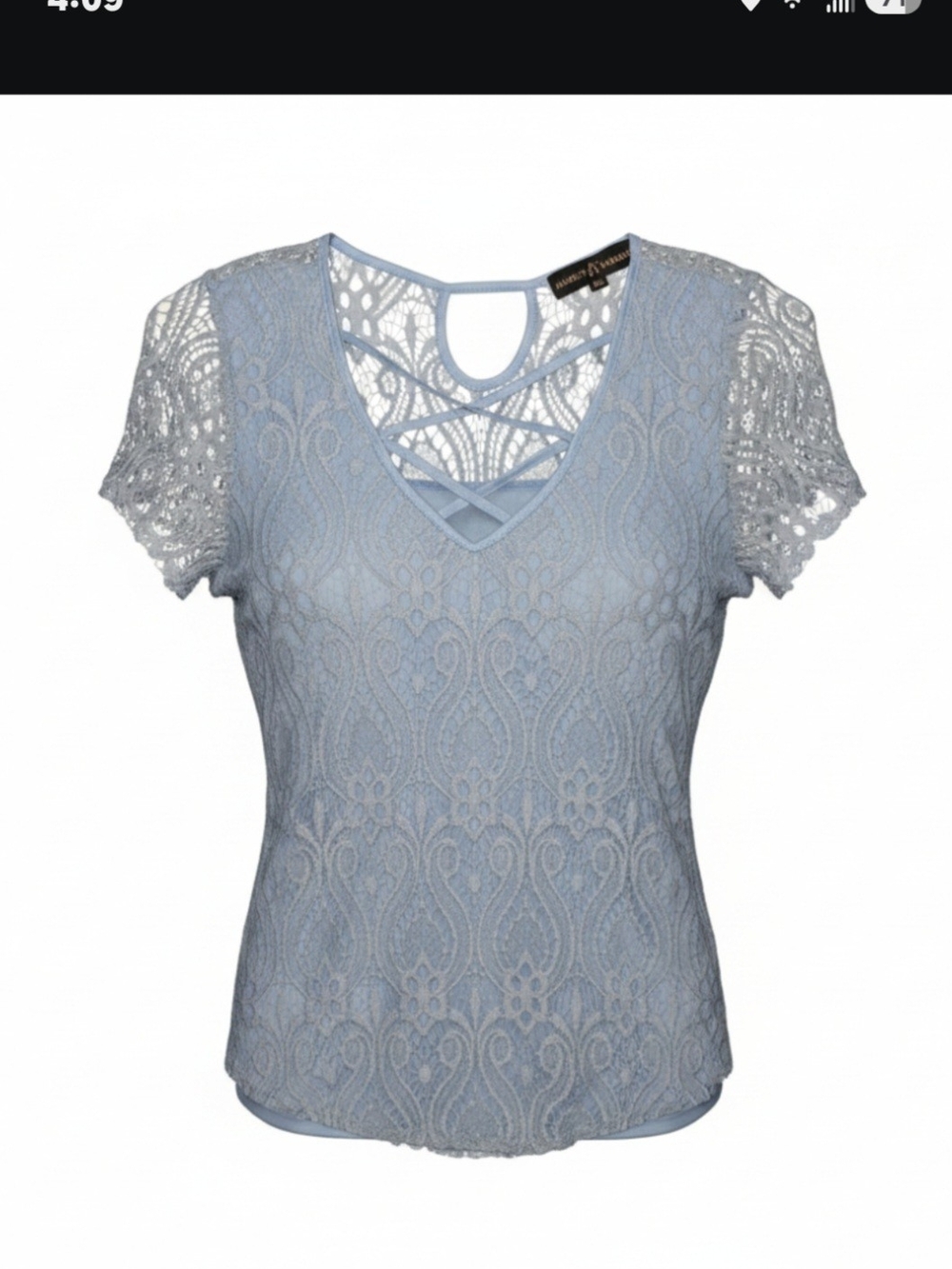 Almost Famous Powder Blue Lace Crisscross V-Neck Top